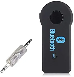 AVMART Car Bluetooth Wireless Adapter Dongle 3.5mm Jack Aux Cable Audio Receiver with MIC Speaker Stereo System FM Transmitter Music Receiver Phone Receiver - Black