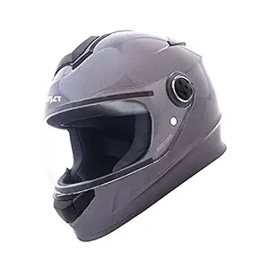 GoMechanic Instinct Series Raptor Lightweight ABS Motorbike Full Face Helmet with Clear Visor (Grey, Medium, 5580mm)