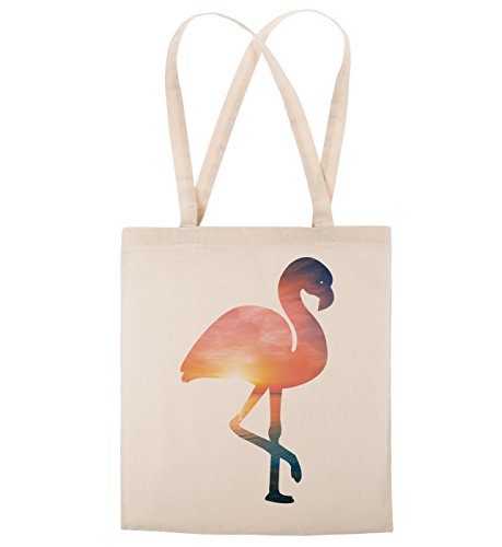Mr. & Mrs. Panda Tragetasche Flamingo – 100% handmade in Norddeutschland – Flamingo, Pink, Federn, Flusskrebse Tragetasche, Tasche, Beutel, Jutetasche, Bag, Jutebeutel, Einkaufstasche, Motiv, Spruch, bedruckt, Druck Flamingo, Pink, Federn, Flusskrebse - 3