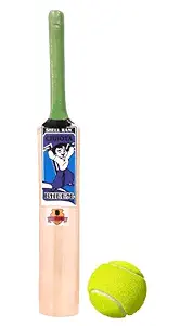 Top Team Wood Kids Cricket Bat Size 0 with 1 Ball for 2-4 Year Kids (Kids Popular Willow Cricket bat Tennis Ball Combo Pack), Multicolour.