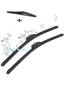 HK kaly Front Frameless Flat Wiper Blades+ Rear Wiper Only Blade For Polo,Set of 3 Pc