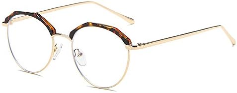 Fuyingda Women Retro Lightweight Transparent Eyewear Metal Round Vintage Eyeglasses, Multicoloured(Brown)/Gold