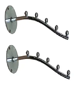 Q1 Beads Heavy Duty Metal Wall Mount with Hardware Fittings 5 Ball pin Hooks Wall Drope Hanger/Shop/Showroom Display Hook Rail Bar Pack of 2