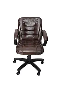 MAJESTIC Mid Back Revolving Office Chair (BT-321-BROWN, Leatherette)