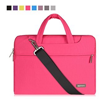 Qishare 13.3-14 Pulgadas Multifuncional portátil Hombro Bolsa maletín portátil de Ordenador portátil Caso Portador de la Ordenador portátil Messenger Caso(13.3-14 Pulgadas,Rosado)