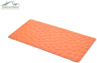 ITOMTE Non-slip Soft Rubber Pebbles Bathtub Mat Baby Bathroom Shower Bathmat with Strong Suction Cups, 32x16inch, Orange
