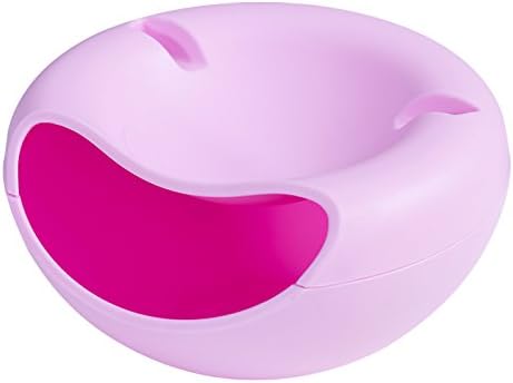 Joyousac Multifunctional Circular Plastic Lazy Double Deck Snacks Food Storage Desktop Storage Boxes Organizer Box Fruit Box Melon Seeds Plate Also Function as Cellphone Stand Holder (S, Pink)