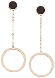 Material: Estos modernos pendientes circulares de lágrima están elaborados en acero inoxidable y chapados en oro rosa.