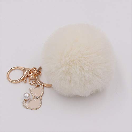 Preisvergleich Produktbild LMYXY Schlüsselbund Niedlichen Rosa Schlüsselanhänger Pompon Gefälschte Pelz Ball Schlüsselanhänger Flauschigen Pompon Schlüsselring Tasche Charms Schlüsselring