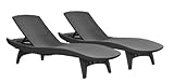 Keter Pacific Rattan Outdoor Adjustable Sunlounger Garden Furniture Set  - Graphite (Garden &amp; Outdoors)