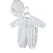HELLO BABY White Baptism Rompers for Wedding Party Boy Suit 3 Pieces with Bow and Embroidery and 100%Polyester 0691 (S)