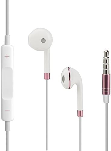 Ios And Adroid In-Ear Headphones Earpods Latest Version with Volume Control in Pink and Black Protective Nylon Case Vapiao
