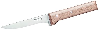 OPINEL - N°122 Viande & Volaille Parallèle - Couteau Cuisine OPINEL - Couteau Cuisine Professionnel - Couteau à Viande Lame Inox 13 cm et Manche en Bois de Hêtre