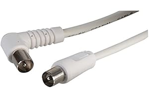 PROSIGNAL PRO SIGNAL JR9009B/2M WHITE-ROHS TV Aerial Lead, 90 Degree Coax Plug to Straight Coax Plug, 2m White