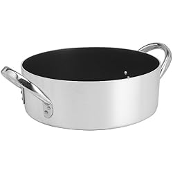 Casseroles Agnelli Platinum Marmite Faitout Bas, Aluminium, avec 2 Poignées en Acier INOX, Argent, 40 litres