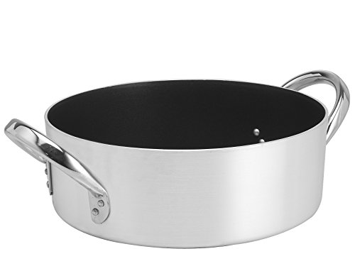 Casseroles Agnelli Platinum Marmite Faitout Bas, Aluminium, avec 2 Poignées en Acier INOX, Argent, 40 litres