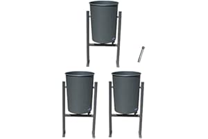 PAL FERRETERÍA INDUSTRIAL PAL | Papelera Exterior Circular de Hierro Life. Papelera abatible cónica con Sistema de Vaciado basculante. (3- Papeleras + Tornillería)
