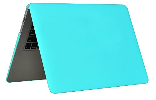 Topideal Schutzhülle, 3 in 1 Gummierte Matte, Seidenmatten, Satins, keramische Elemente, Schutzhülle für MacBook Air 33,8 cm (Modell: A1369 und A1466) + Tastatur-Cover + Displayschutzfolie türkis EU/UK Keyboard Version - 6