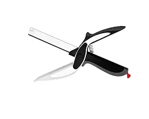 DeoDap 2 in 1 Stainless Steel Knife and Cutting Board, Black