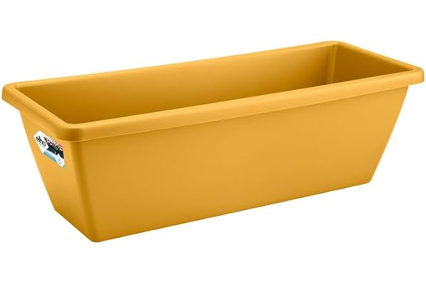 Elho Barcelona Balconnière 50 - Planteur pour Balcon & Extérieur - Plastique 100% recyclé - Ø 49.8 x H 16.0 cm - Jaune/Jaune Miel