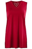 V-Ausschnitt Ulla Popken Damen große Größen bis 68, Top, Oberteil Basic, Tank-Top, V-Ausschnitt, lockerer Schnitt, mohn 54/56 531122 57-54+