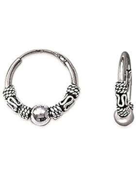 Ohrringe, Creolen, Bali-Design, aus Sterlingsilber 925/000, Durchmesser 14mm