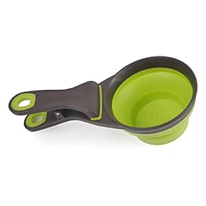 COMEYOU 2 en 1 Cuchara de Comida Plegable de Viaje Tazas de medición de Alimentos para Mascotas Cachorro Perro Gato