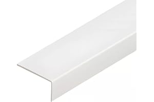 VIRTUAL PLASTICS Plastic Corner Trim - PVC Rigid Angle Cover Trim - 90 Degree Angle Edge -1 Metre (White, 50mm x 25mm)
