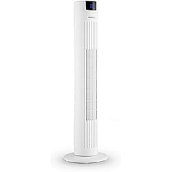 KLARSTEIN Skyscraper 2G Summer Edition - Ventilateur Tour, Ventilateur Colonne, minuterie d'arrêt, encombrement réduit, 3 Vitesses, 40W, Oscillation, 22,5 cm Ø, avec télécommande, Blanc