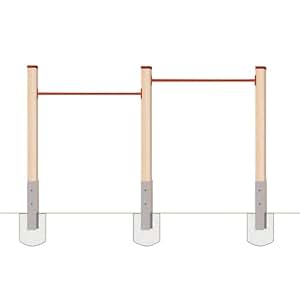 Gartenpirat Doppelreck Modell DKR aus Kantholz mit Reckstangen rot