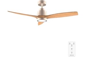 ‎CECOTEC Cecotec - Wentylator sufitowy - EnergySilence Aero 5295 GoldWhite - 35 W z oświetleniem, silnikiem prądu stałego i 52" z oświetleniem LED 18 W, pilotem, timerem, 6 prędkościami