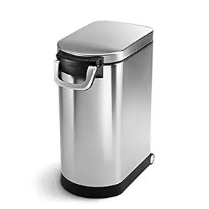 simplehuman Large Pet Food Storage Can, Brushed Stainless Steel, 30 L, 32 lb / 14.5 kg
