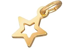 BEADS JAR Gold Vermeil Small Open Star Charm Pendant 8x6mm (PK1)