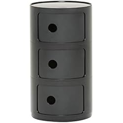 Table de Nuit, Componibili Tiroir Moderne Mobilier Plastique Couleur Armoire de Chevet Chevet de Stockage Multifonction Cercle Table, 22.8" Hight (Color : Noir)