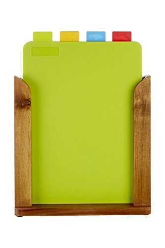 Premier Housewares Schneidebrett-Set mit Holzständer, 4 Stück