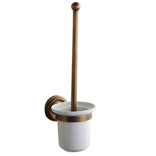 Weare Home Badzimmer geschnitzten Antiken Toilettenbürste Keramik Becher Gelb alle Kupfer Messing Toilettenbürstenhalter