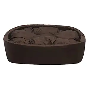 Mellifluous Reversible Oval Shape Polyester Waterproof Fabric Cat Dog Pet Bed (Large, Brown)