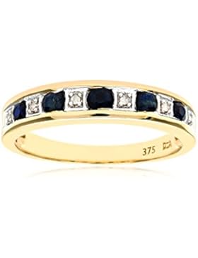 Revoni - 9 Karat Gelbgold Saphir- und Diamant-Ewigkeitsring