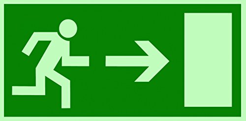 Fluchtweg Notausgang Schild Kunststoff nachleuchtend + selbstklebend DIN BGV 8A Pfeil rechts