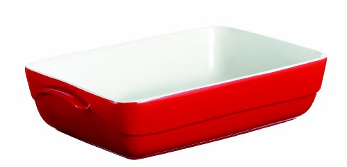détail Pyrex 4936799 Plat Rectangulaire 33 x 23 cm Rouge Ceramic Wave