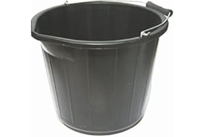 CATHYS CANDY CART General Purpose Black Builders Bucket - Black, 30cm x 30xm x 27cm Ideal For Home, Garden, Work Etc.