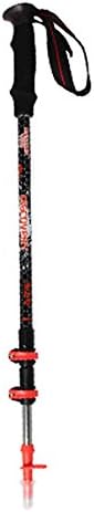 Outdoor Walking Stick Climbing Stick Telescopic Thin Straight Handle Three Section Outside The Lock Trekking Pole Carbon Tungsten Steel Crutches ( Color : Black )