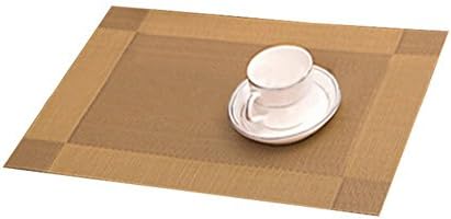 dingdangbell Set of 4 PVC Placemats Anti-skid Heat Resistant Dining Table Placemats Washable Weave Table Mats for Kitchen Table Bar Hotel 30 * 45 cm (Gold)
