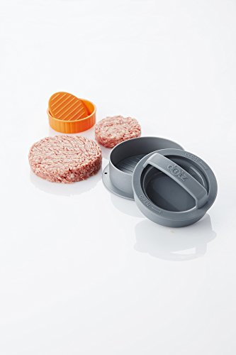 Point-Virgule Dotz 2 in 1 Hamburgerpresse Burgerpresse Pressen, für kleinere Burgerpetties mit Ø 7cm und große Petties mit Ø 10cm, aufeinander stapelbar – in Grau/ Orange - 4