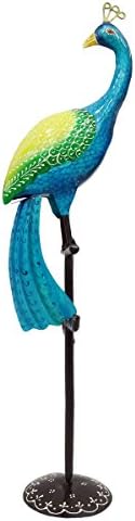 Decorative Iron Peacock Table Decor Teal Blue Sculpture Metal Art Home Decor Figurine