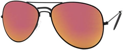 Cheapass Sunglasses Aviator Black Pilot-Shades Mirrored Red Gold Metal UV-400 Unisex