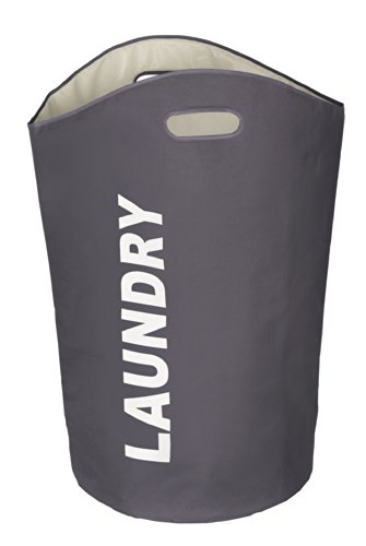 WENKO 3450121100 Wäschesammler Lumo Grau – Wäschekorb, Fassungsvermögen 65 L, Polyester, 35 x 68 x 35 cm, Dunkelgrau - 2
