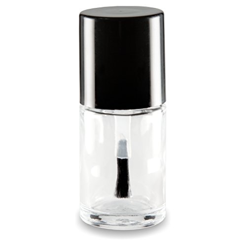 5 Stück Nagellackflasche leer 15ml klar (NF-16) mit Deckel schwarz und Pinsel - 3
