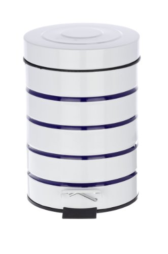 WENKO 21351100 Kosmetik Treteimer Marine Weiß, Fassungsvermögen 3 L, Stahl, 15 x 27 x 15 cm, Weiß - 3