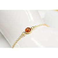 Schöner Bernsteincabochon an vergoldetem 925er Silberarmband